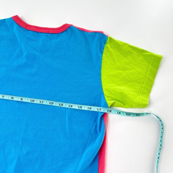 Play Commes Des Garcons M Multicolor T-Shirt Crew Neck Cotton Knit Colorblock - Picture 6 of 6